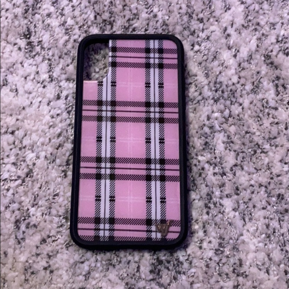 cute pink plaid wildflower phone x case